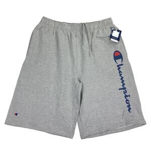 Champion Mens Big & Tall Fleece Script Logo Shorts Gray XLT
